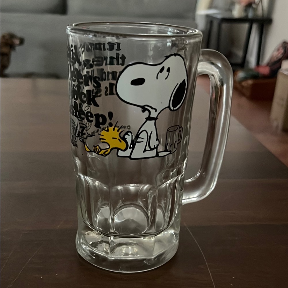 Vintage Snoopy Clear Glass Mug